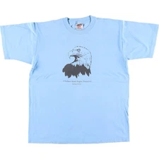 Vintage 90'S Oneita POWER-T Eagle Pattern Animal Print T-Shirt Made in USA M...