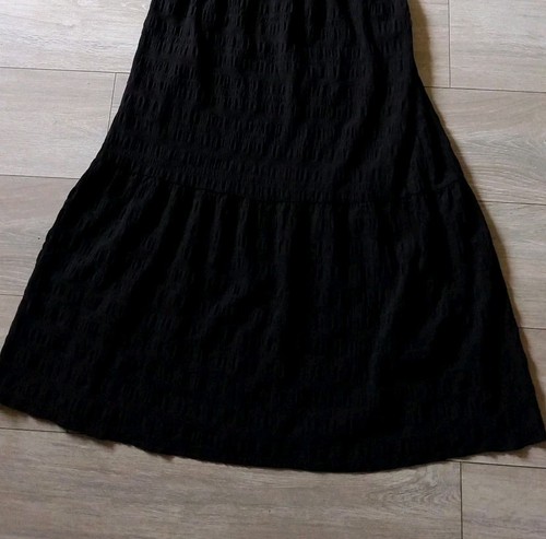 H&M Black Crinkly Textured Dress Midi Holiday Casual Boho Open Back & Tie UK10 - Picture 15 of 19