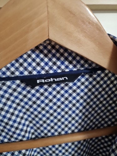 Men’s Rohan Shirt Blue Worldview Checked Button Down Collared Pocket Large - Picture 2 of 4