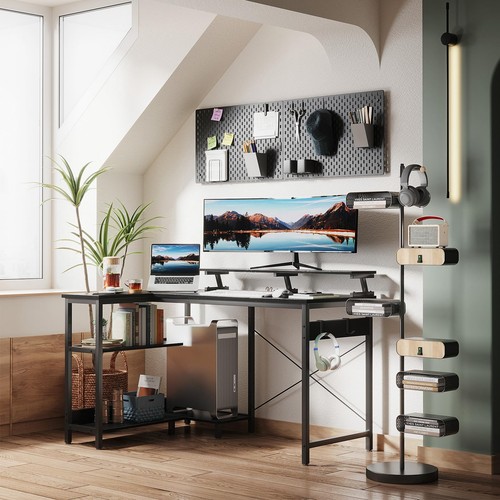 ODK Eckschreibtisch, Schreibtisch mit Regal Reversibel, 120x80x88cm Gaming Ti... - Bild 6 von 7