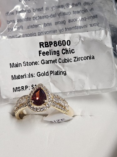 Bomb Partu Ring Sz 9 January 2025 Feeling Chic Garnet On Gold Plating Rbp8600 - Picture 4 of 4