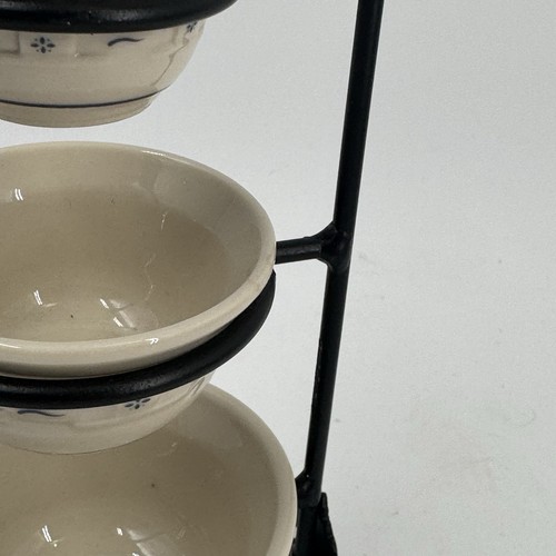 Longaberger Collectors Club Pottery Mini Mixing Bowls With Wrought Iron Stand - Picture 4 of 13