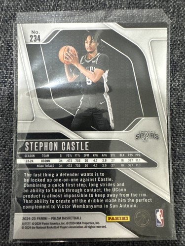 Tarjeta de novato Panini Prizm San Antonio Spurs Stephon Castle - Imagen 2 de 3