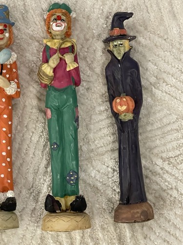 Set of 5 Tall Skinny Thin Vintage Resin Clown Figurines Painted Face 7.5" VG - Picture 4 of 12