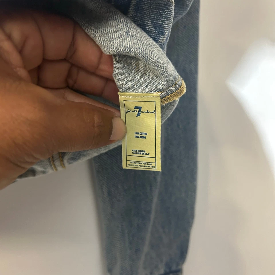 Chaqueta vaquera recortada 7 For All Mankind Distressed para niñas talla mediana Foto 3 de 4