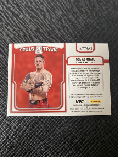 2023 Panini UFC Chronicles Tom Aspinall /99 Fighter-Worn Triple Patch Auto - Bild 2 von 2