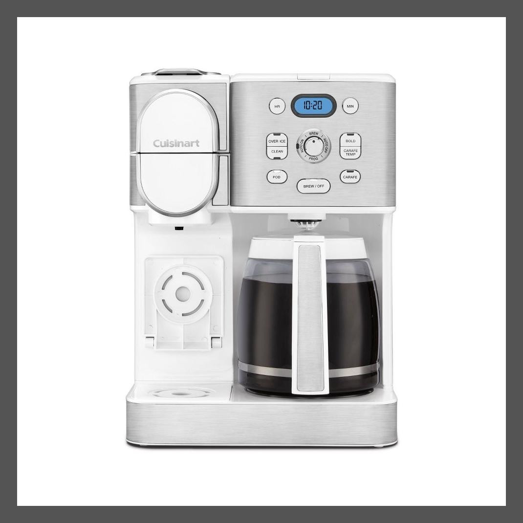 Кофеварка Cuisinart на 64 унции 2-в-1 White Center для приготовления кофе на одну порцию