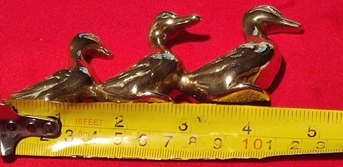 Miniature Solid Brass Duck Family Figurine - Foto 4 di 9