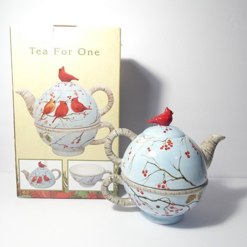 Tetera Cracker Barrel Susan Winget 14 oz 12 oz taza de té para un pájaro cardinal Bx - Imagen 3 de 18