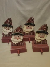 Stocking Holder Rustic Santa With jingle bell Set Of 4