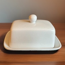 BIA Cordon Bleu Square Mini Butter Dish Keeper White Covered White Ceramic