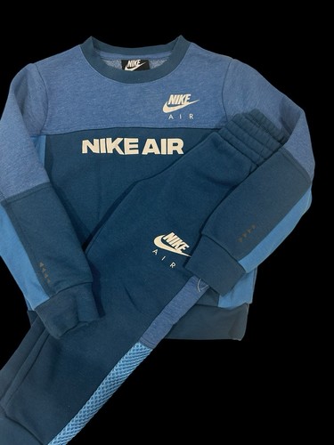 Nike Air Kids Little Boys Crewneck 2 Piece Outfit Set Sweatshirt Joggers 4 Blue - Picture 3 of 11