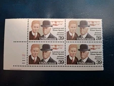 US Stamp Scott #C114, 39c, Lawrence & Elmer Sperry, Plate Block, MNH