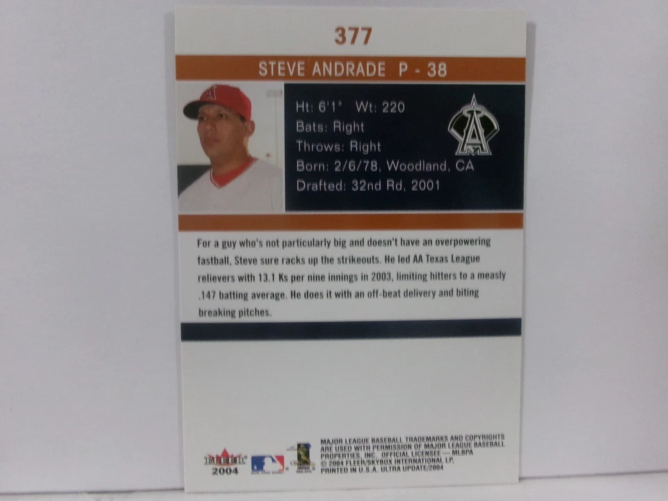 2004 Fleer Ultra Steve Andrade #377 Rookie RC - Image 2 of 2