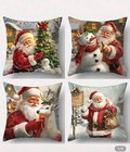 Set Of 4 Beautiful Santa And Raindeer 18X18  Christmas Throw Pillow Covers