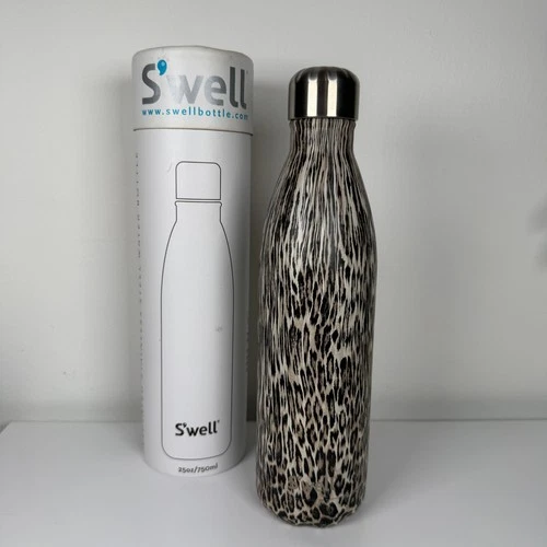 Swell Khaki Cheetah 25oz Insulated Stainless Steel Water Bottle NIB Flaw