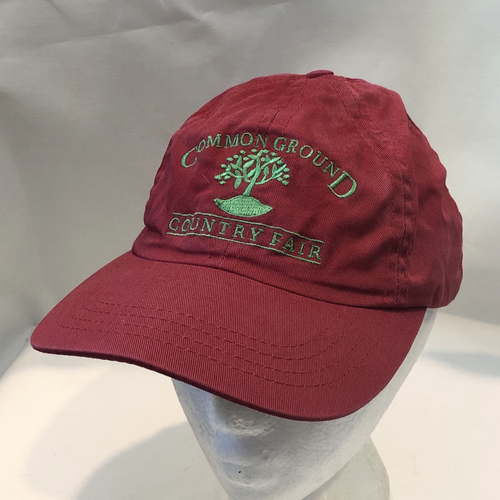Common Ground Country Fair Unity Maine Red Organic Cotton Strapback Hat Cap - Picture 11 of 11