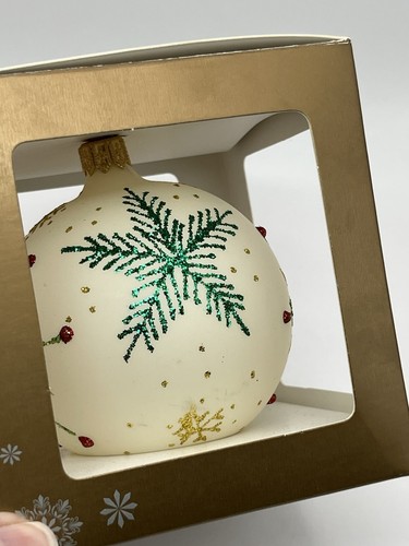 Pier 1 Glas Ornament Weihnachten Rumänien mundgeblasen bemalt Ferecit Schneeflocken - Bild 7 von 7