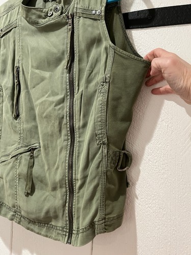 Chaleco Marrakech Anthropologie Militar Verde Utilitario Moto Talla Grande Cremallera a Presión - Imagen 4 de 13
