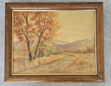 16 X 13" Impressionist Oil Painting Listed Artist M. Wall Autumn Scene FREEUSHIP