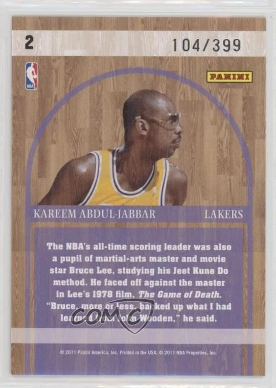 2010-11 Absolute Memorabilia NBA Icons /399 Kareem Abdul-Jabbar #2 HOF - Image 2 of 2
