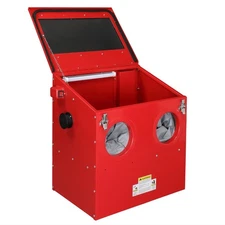 30 Gallon Sandblast Cabinet W/Nozzles Gloves Gun for Shop Garage Portable Red