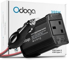 Odoga 300W Car Power Inverter 12V to 240V AC Converter – USB-C PD + USB Port