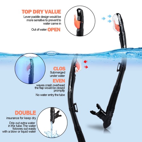 Snorkel Set Pano 3 Window Goggles Anti-Fog Diving Mask Professional Snorkeling - Picture 7 of 12