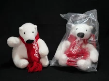 WWF Coca Cola Arctic Home COKE Polar Bear 4" Stuffed Plush 2020 Lot of 2
