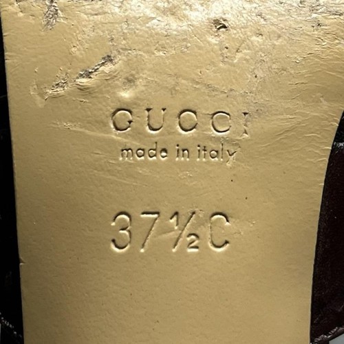 Sandalias de cuero con logotipo GUCCI GG talla 37,5 marrón oscuro tacón alto - Imagen 18 de 24
