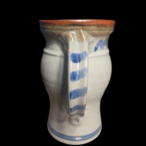 Brocca vintage Harvey Pottery lanciata a mano cavalli da corsa 7" blu grigio smalto sale - Foto 6 di 12