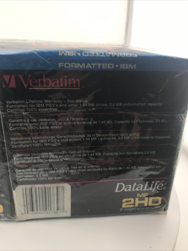 Dyskietka Verbatim Datalife MF 2HD 3,5" 2 MB IBM Cap. 2MB Nowy - Zdjęcie 11 z 13