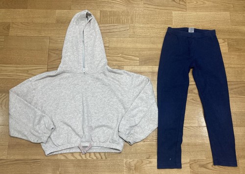 Girl's Old Navy & Gymboree Outfit Size 6 - Heathered Pink Hoodie w/Navy Leggings - Picture 1 of 7