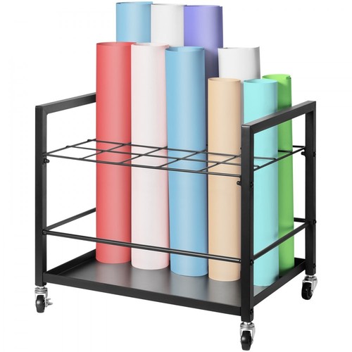 Mobile Blueprint Storage Rack 20 Slot Rolling File Holder Easy Access Design - Picture 5 of 8