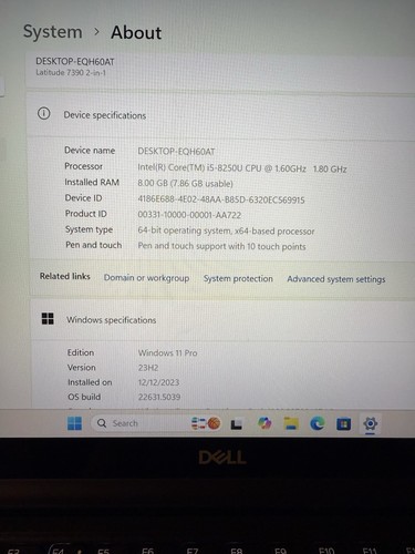 Dell Latitude 7390 2-in-1 -13.3" i3 8TH GEN 8GB MEMORY 128GB WINDOWS 11 Pro - Picture 2 of 7
