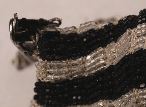 Black Clear Striped Beaded Silver Filigree & Floral Frame Evening Bag Purse VTG - Picture 15 of 15