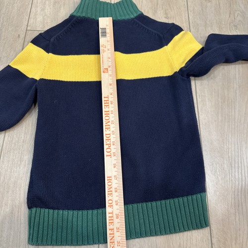 Polo Ralph Lauren Kids Sweater Large Blue 1/4 Zip Knit Color Block Pony Preppy - Picture 6 of 6