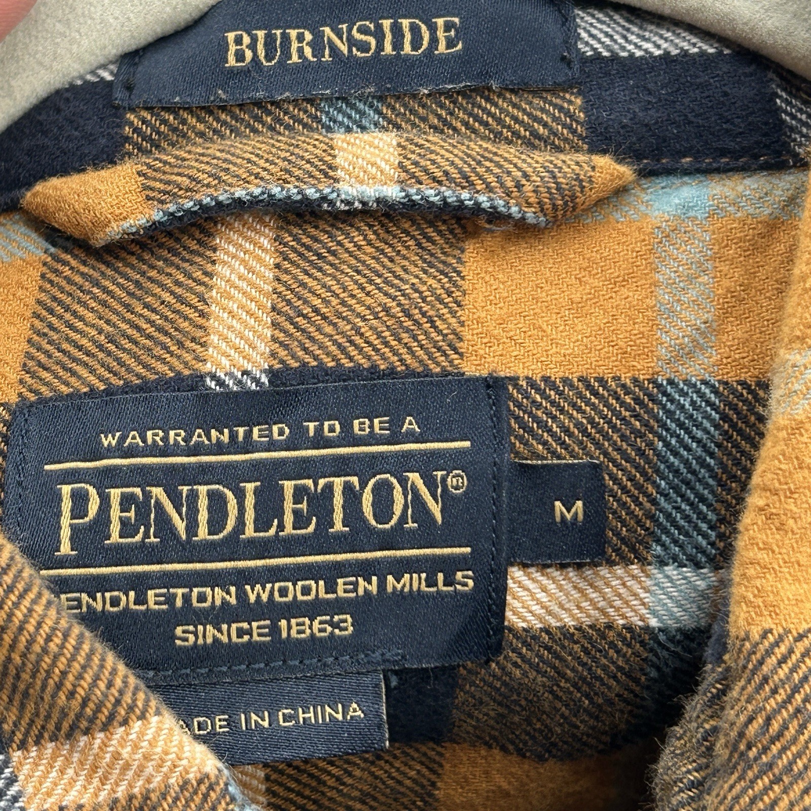 Pendleton Burnside Flannel Shirt Sz M Yellow Blac… - image 9