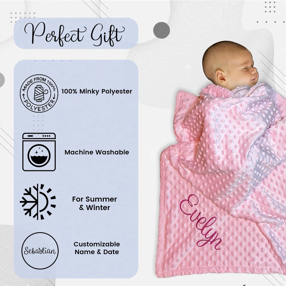 Manta Bordada Bebé - Hermosa Monograma Grande Personalizada para Niños... Foto 3 de 4