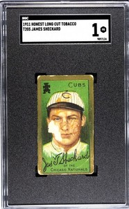 1911 T205 JIMMY SHECKARD JAMES HONEST LONG CUT GOLD BORDER SGC 1 CHICAGO CUBS