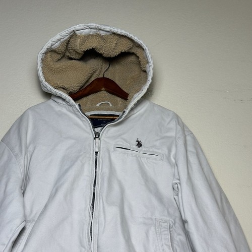 US Polo Assn Classic Sherpa Lined Hoodie Men XL Full Zip Pony Winter White Herbst - Bild 3 von 10
