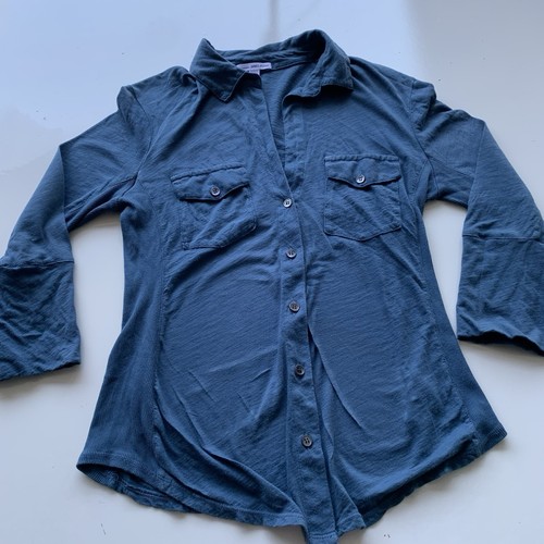 James Parse Standard Button Up Size 2 Small W 2 Pockets Soft Blue - Picture 7 of 10