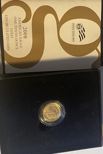 $5 2008-W 1/10oz Burnished Gold Eagle (w/Box & COA)