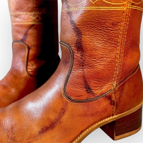 Vintage Campus Boots Longhorn Embroidered Tall leather pull on Women’s 11 - Picture 6 of 9