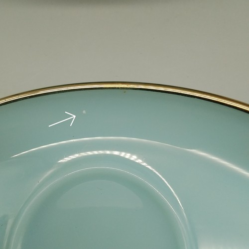 7 Fire King Delphite Blue Azurit Milchglas 9" Snackteller, Goldrand - Bild 9 von 10