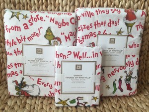 Pottery-Barn-The-Grinch-Words-Of-Who-Ville-Twin-Duvet-Sheet-Set-Sham-Christmas