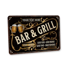 Custom Bar And Grill Sign Home Bar Decor Gift For Him Man Cave Sign 108122002168