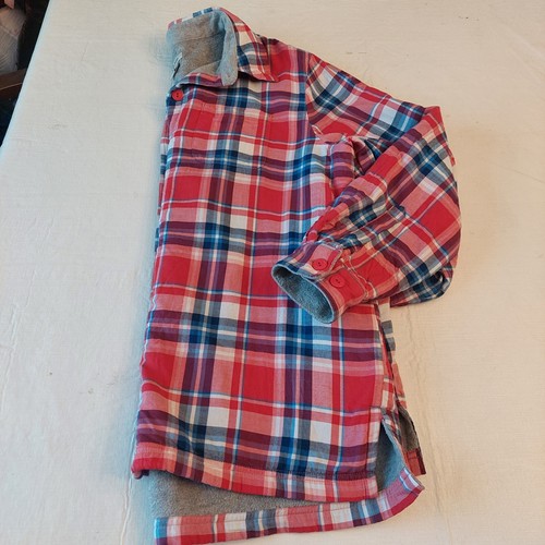 L.L. Bean Red Blue Plaid Fleece Lined Flannel Shacket Gorpcore Outdoor Sz PS - Picture 11 of 11