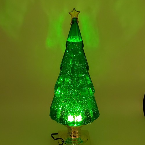 Vtg Green Glitter Light up Christmas Tree Snow Globe. 14"H eBay