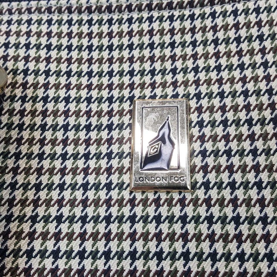 London Fog Hounds Tooth Brown Black Barrel Shoulder Bag Duffle Travel Tote 15" - Image 2 of 4